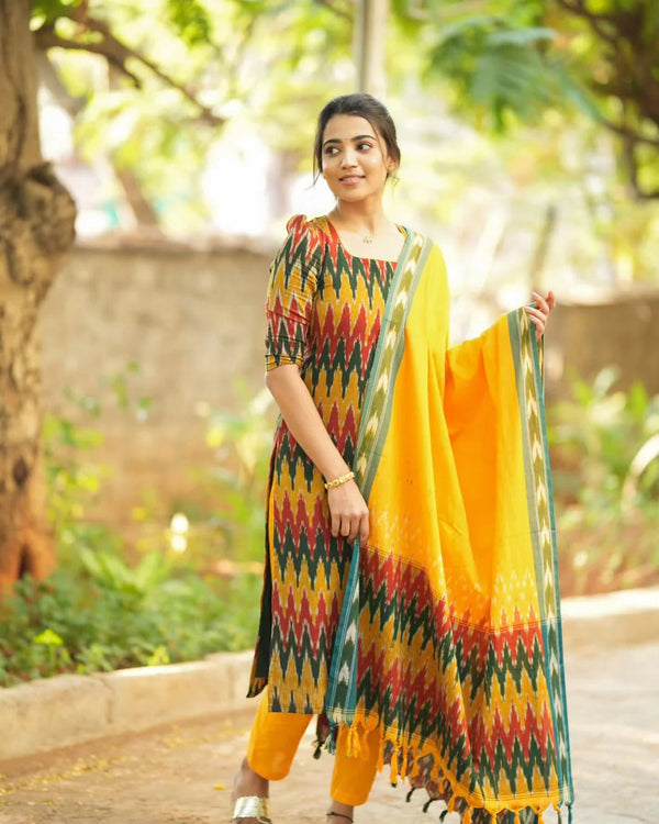 Pure Ikkat Cotton Salwar Suit Fully Stitched