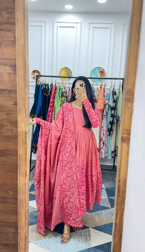 Floral Fantasy Anarkali Pink