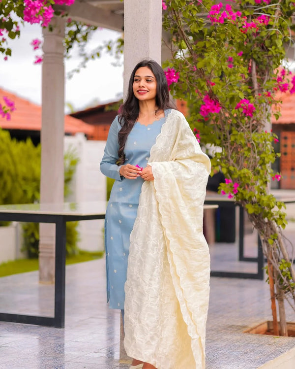 Ice Blue Tissue Suit Set